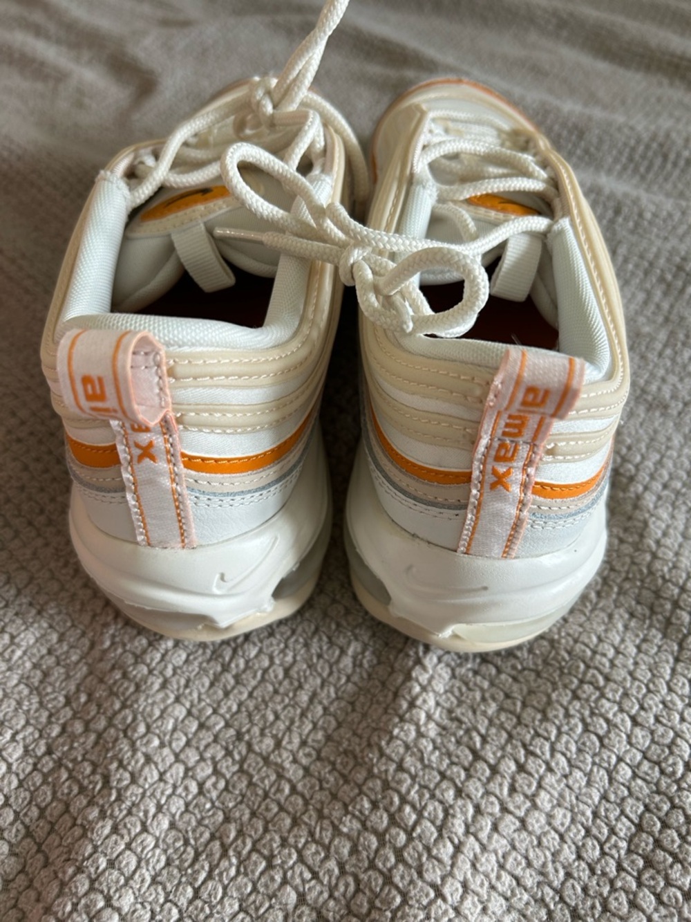 Women’s Nike Air Max 97 White with Orange Accents - Picture 4 of 6